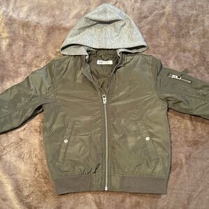 H&M Olive and Gray Hooded Jacket